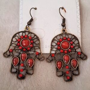 3 for $15  Hamsa Hand Dangle Earrings